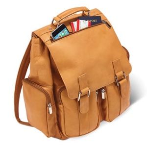 David King Tan leather backpack